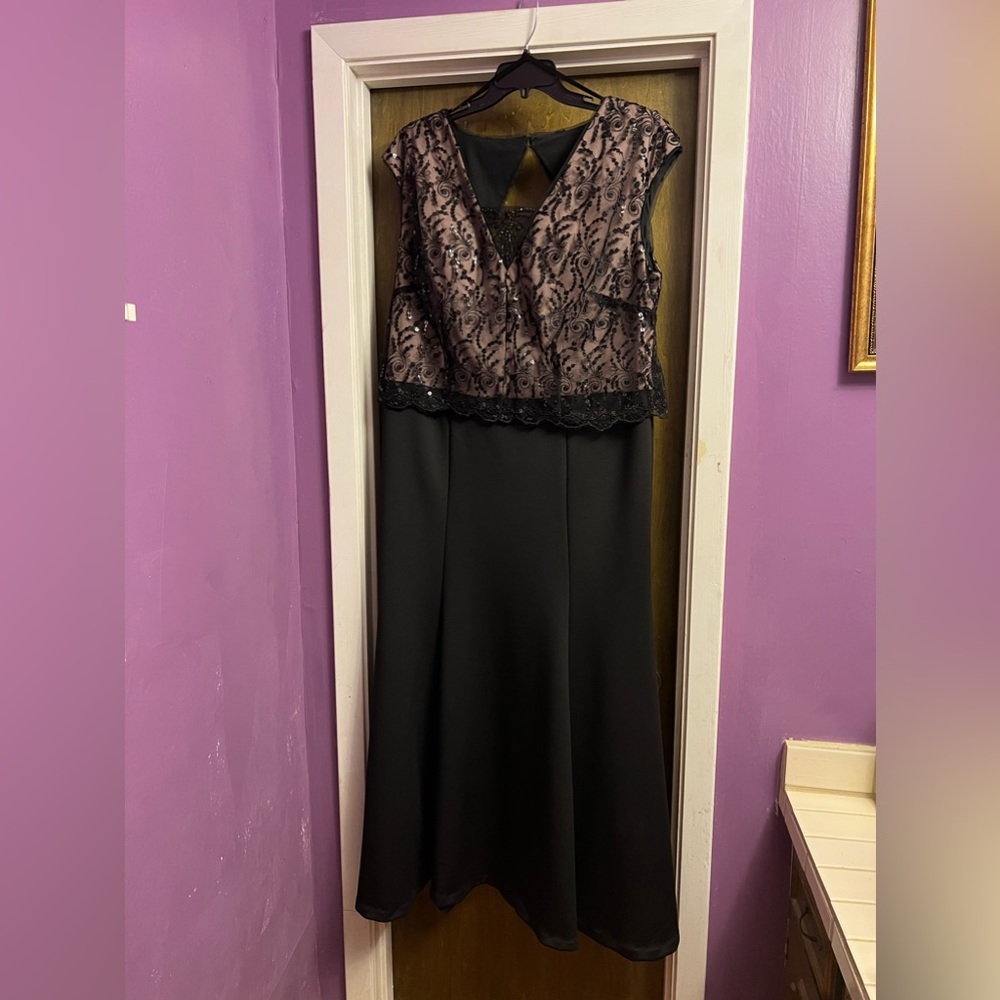 Long, sequins, black dress